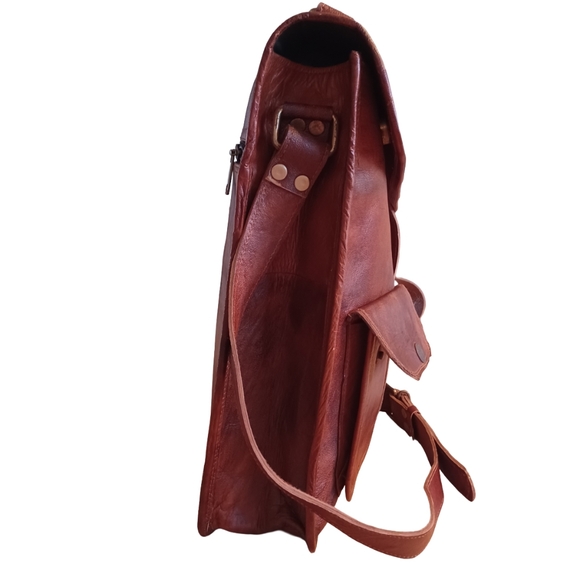 MEN'S VINTAGE LEATHER CROSSBODY MESSENGER BAG - Picture 4 of 15